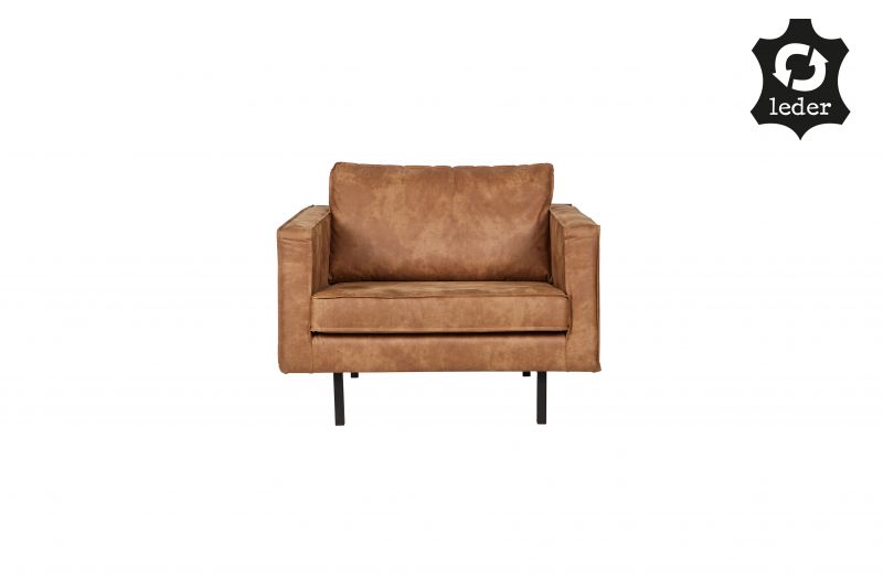 RD RECYCLE LEATHER ARMCHAIR COGNAC - CHAIRS, STOOLS