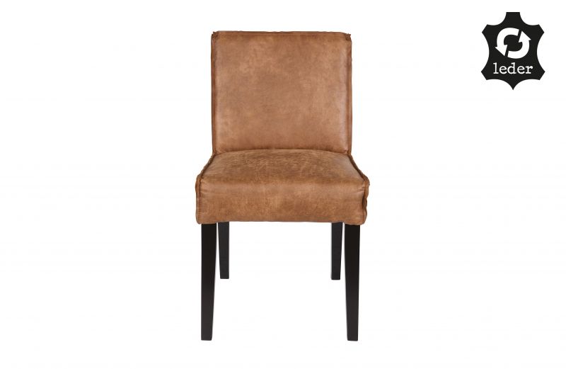 RD RECYCLE LEATHER DINING CHAIR COGNAC    - CHAIRS, STOOLS