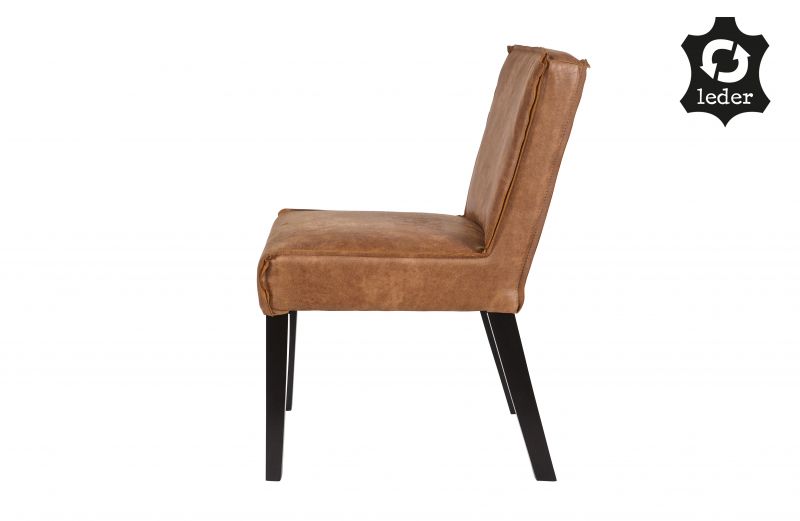 RD RECYCLE LEATHER DINING CHAIR COGNAC - CHAIRS, STOOLS