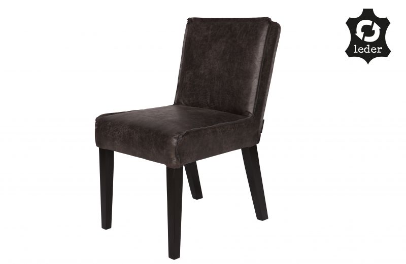 RD RECYCLE LEATHER DINING CHAIR BLACK - CHAIRS, STOOLS