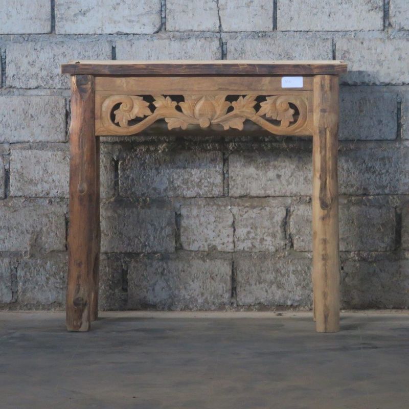 TEAK CARVED CONSOL TABLE - CONSOLS, DESKS