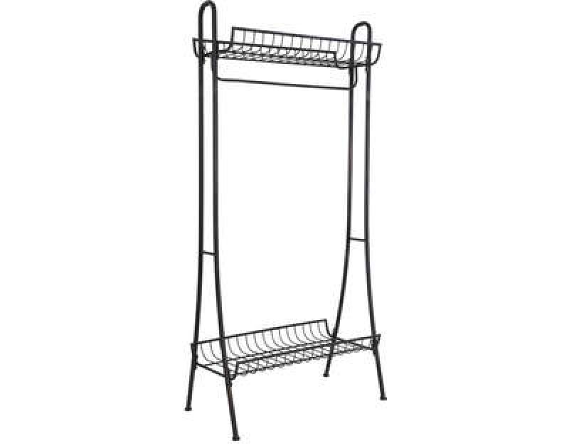 BLACK METAL GARDROBE BLACK WITH SHOE SHELF - CABINETS, SHELVES