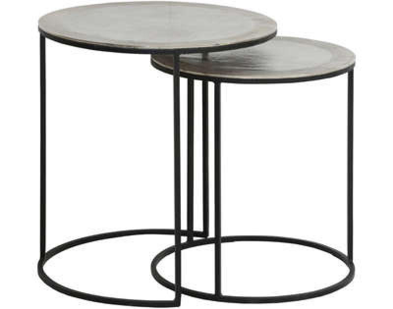 METAL SIDETABLE SET OF 2 RAW NICKEL - CAFE, SIDE TABLES