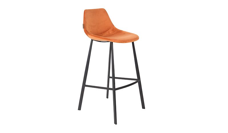 BARSTOOL VELVET ORANGE - CHAIRS, STOOLS