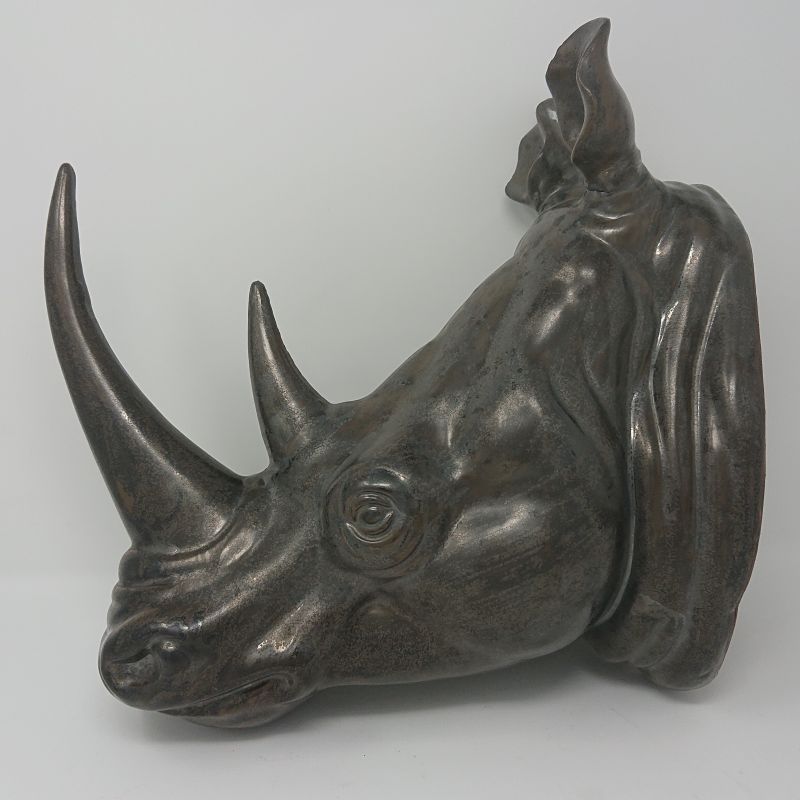 WALL DECO RHINO HEAD CERAMICS - DECOR OBJECTS