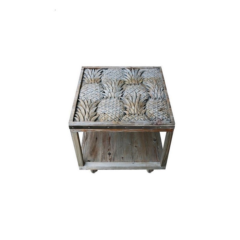 PINEAPPLE CARVING CAFETABLE RECYCLE WOOD PINEAPPLE CARVING CAFETABLE RECYCLE WOOD