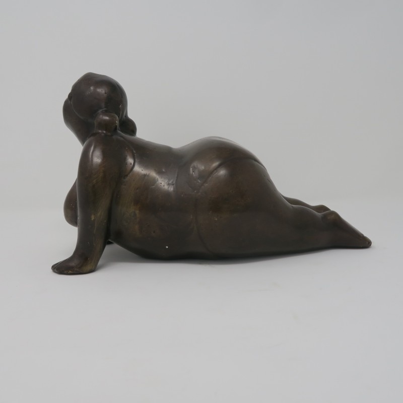 BRONZE LYING YOGA LADY - STATUES