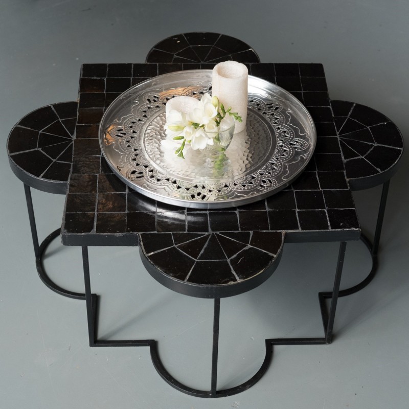 MOROCCAN MOSAIC CAFETABLE BLACK     - CAFE, SIDETABLES