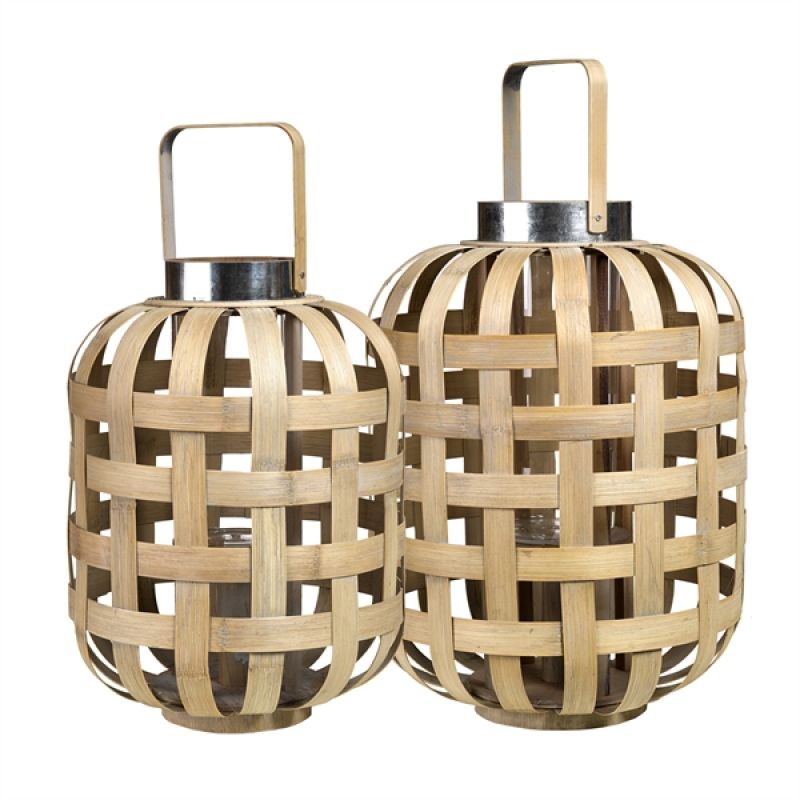 NATURAL BAMBOO LANTERN    - CANDLE HOLDERS