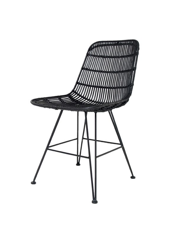 Rattan Dining Chair Black    - CHAIRS, STOOLS