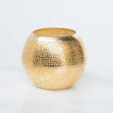 WAX HOLDER BALL FLSK GOLD    - CANDLE HOLDERS, CANDLES