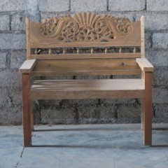 NATUR TEAK BENCH WITH ORIGINAL CARVING 