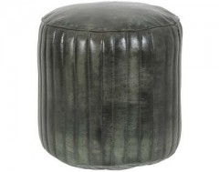 POUF GREEN LEATHER    - CHAIRS, STOOLS