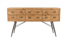 CABINET SOLID WOOD ANTIQUE FINISH 12 DRAWERS 