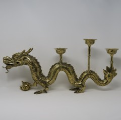 GOLD DRAGON WITH 3 CANDLE HOLDER    - CANDLE HOLDERS
