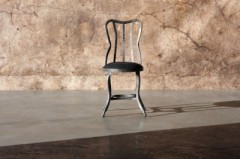 METAL DINING CHAIR CINK UPHOLSTERY    - CHAIRS, STOOLS